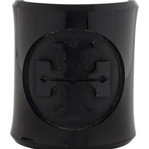 TORY BURCH Designer Acrylic Black Logo Luxury Bracelet Cuff Monogram
